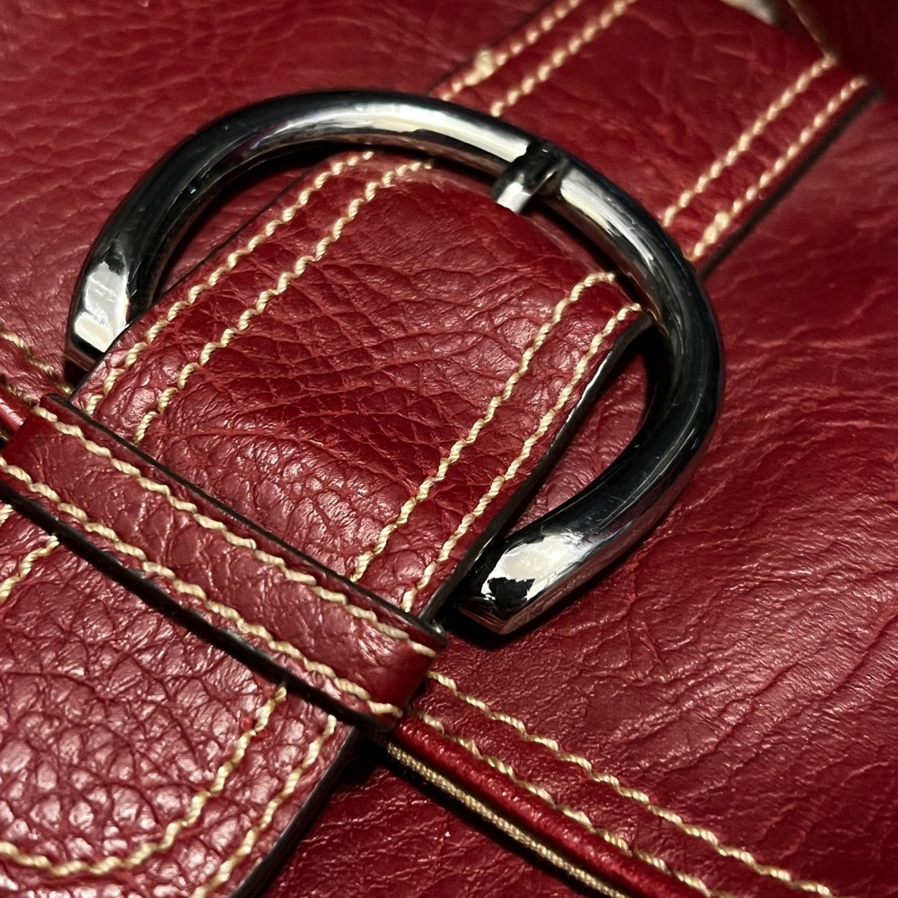 Red Leather Bag with Silver Buckle